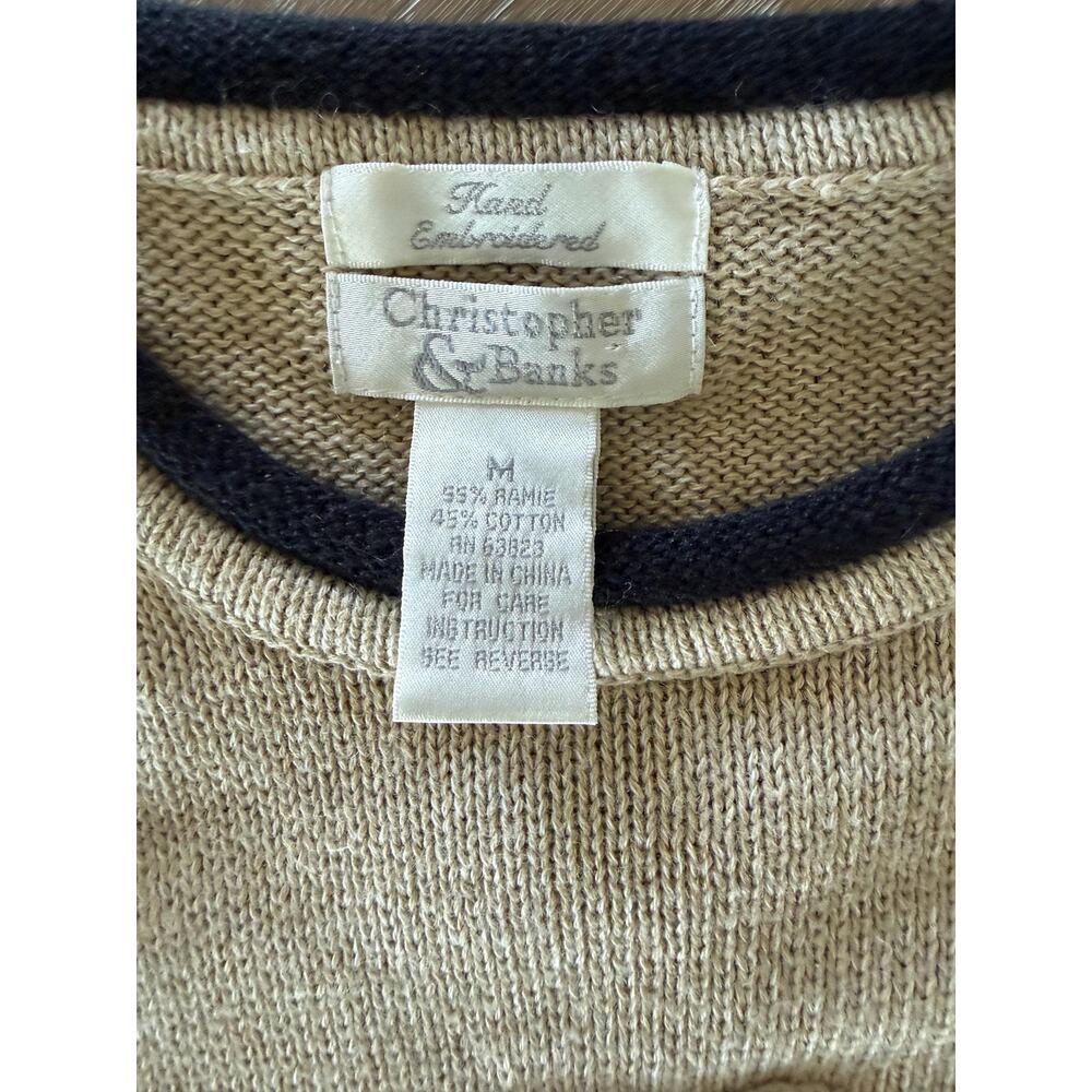 Vintage Christopher & Banks Cat Sweater M Embroidered Paw Print 90s Grandmacore - Picture 3 of 14